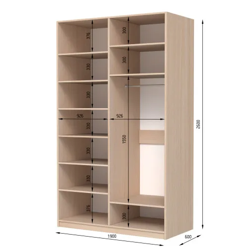 Шкаф распашный ШР4 2600х2000х600 мм ДСП Белый