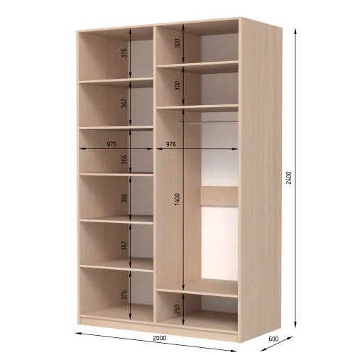 Шафа розпашна ШР5 2100х1200х600 мм корпус ДСП Антрацит фасад ДСП Білий