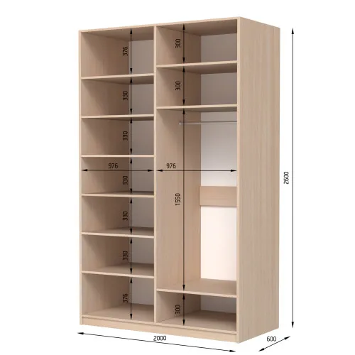 Шафа розпашна ШР4 2600х1200х450 мм ДСП Білий