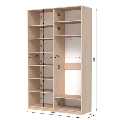 Шафа розпашна ШР4 2600х1200х600 мм ДСП Білий