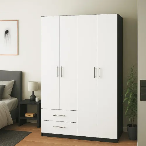 Шафа розпашна ШР5 2100х1200х450 мм корпус ДСП Антрацит фасад ДСП Білий