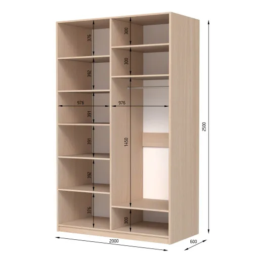 Шафа розпашна ШР4 2500х1200х450 мм ДСП Білий