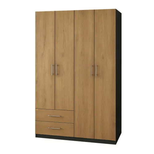 Шафа розпашна ШР5 2100х1200х450 мм корпус ДСП Білий фасад ДСП Антрацит