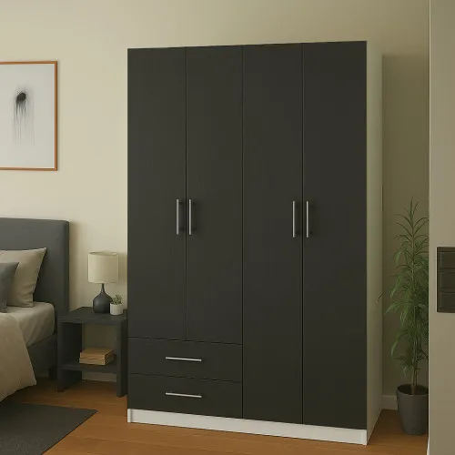 Шафа розпашна ШР5 2100х1200х450 мм корпус ДСП Білий фасад ДСП Антрацит