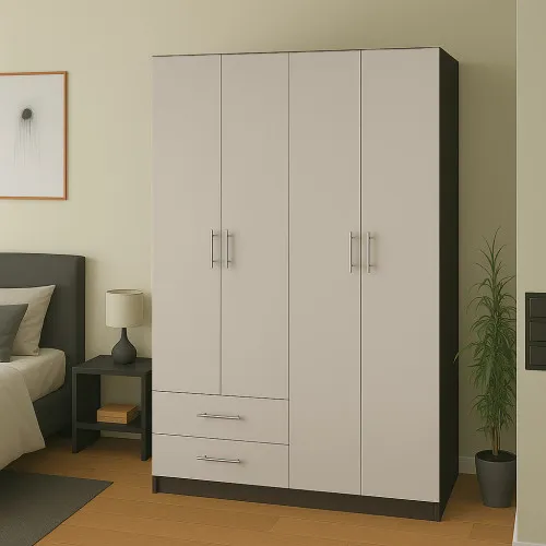 Шкаф распашный ШР5 2100х1200х450 мм корпус ДСП Дуб Венге Магия фасад ДСП Кашемир