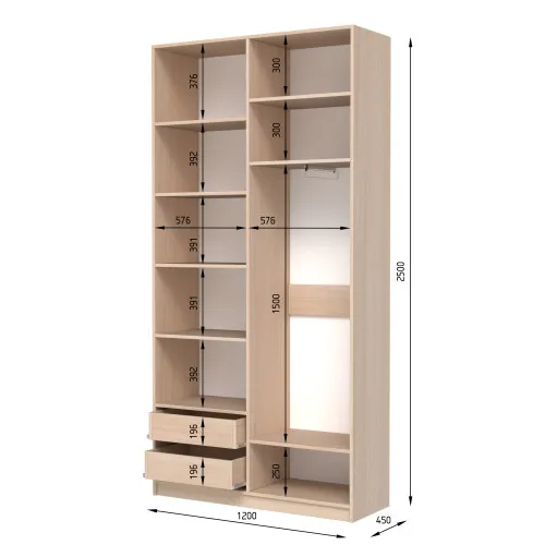 Шафа розпашна ШР5 2500х1200х450 мм ДСП Білий