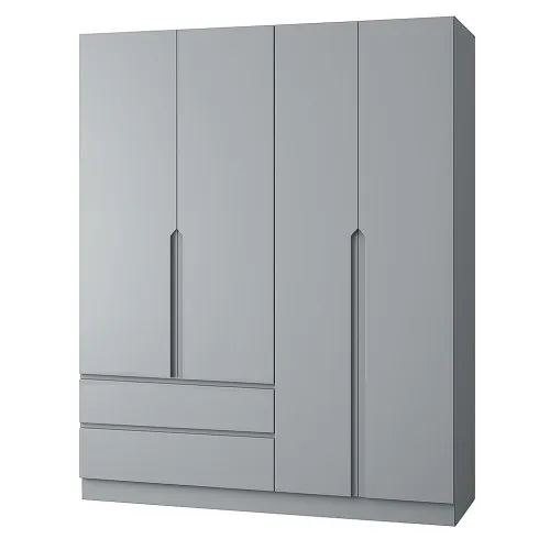 Шкаф распашный ШР5 2100х1200х450 мм корпус ДСП Кашемир фасад МДФ краска NCS S 2002-Y50R (Шелковистый мат) фрезерованные ручки V и J