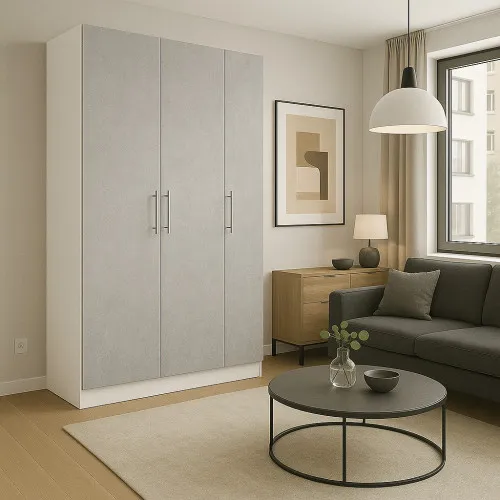 Шафа розпашна ШР6 2100х1400х450 мм корпус ДСП Білий фасад ДСП Ательє світлий