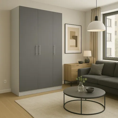 Шафа розпашна ШР6 2100х1400х450 мм корпус ДСП Сіра Мишка фасад ДСП Сірий Графіт