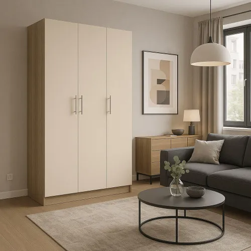 Шафа розпашна ШР6 2100х1400х450 мм корпус ДСП Дуб Крафт Сірий фасад ДСП Кашемір