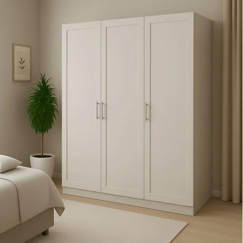 Шафа розпашна ШР6 2100х1400х450 мм корпус ДСП Кашемір фасад МДФ фарба NCS S 2002-Y50R (Шовковистий мат) фрезерування Люнет