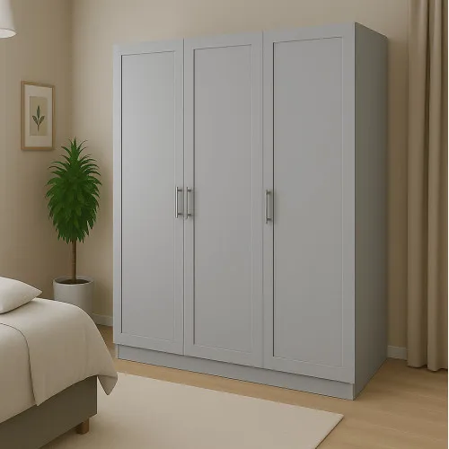 Шафа розпашна ШР6 2100х1400х450 мм корпус ДСП Сіра Мишка фасад МДФ фарба RAL7004 (Сигнальний сірий) фрезерування Люнет