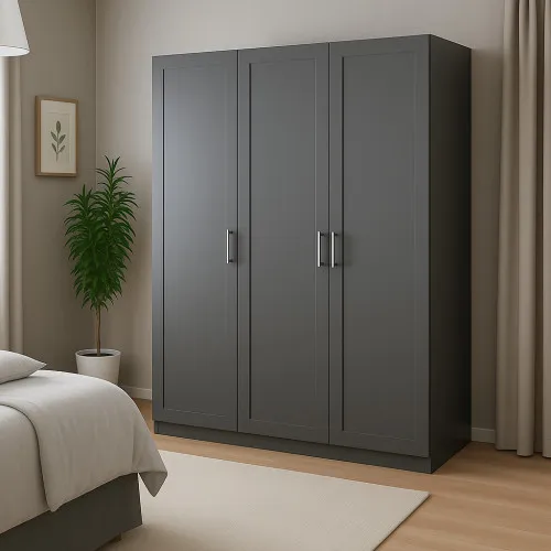 Шафа розпашна ШР6 2100х1400х450 мм корпус ДСП Сірий Графіт фасад МДФ фарба RAL7012 (Базальтовий сірий) фрезерування Люнет