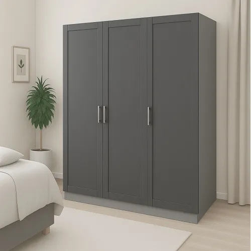 Шафа розпашна ШР6 2100х1400х450 мм корпус ДСП Сіра Мишка фасад МДФ фарба RAL7012 (Базальтовий сірий) фрезерування Люнет