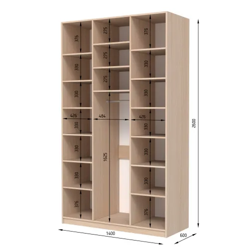 Шафа розпашна ШР1 2600х800х600 мм корпус ДСП Білий фасад МДФ фарба Білий (RAL9003) фрезерована ручка V