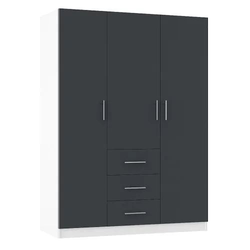 Шафа розпашна ШР7 2600х1400х600 мм корпус ДСП Білий фасад ДСП Антрацит