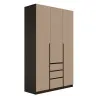 Шкаф распашный ШР7 2600х1400х600 мм корпус ДСП Венге Магия фасад МДФ краска RAL1019 (Серо-бежевый) фрезерованные ручки V и J