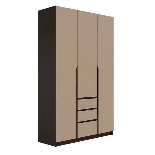 Шафа розпашна ШР7 2600х1400х600 мм корпус ДСП Венге Магія фасад МДФ фарба RAL1019 (Сіро-бежевий) фрезеровані ручки V і J