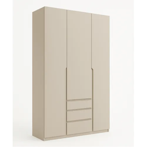 Шафа розпашна ШР7 2600х1400х600 мм корпус ДСП Кашемір фасад МДФ фарба NCS S 2002-Y50R (Шовковистий мат) фрезеровані ручки V і J