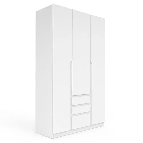 Шафа розпашна ШР7 2600х1400х600 мм корпус ДСП Білий фасад МДФ фарба Білий (RAL9003) фрезеровані ручки V і J