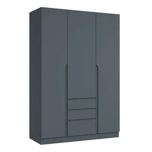 Шафа розпашна ШР7 2600х1400х450 мм корпус ДСП Сірий Графіт фасад МДФ фарба RAL7012 (Базальтовий сірий) фрезеровані ручки V і J