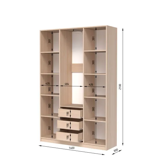 Шкаф распашный ШР7 2100х1400х600 мм ДСП Белый