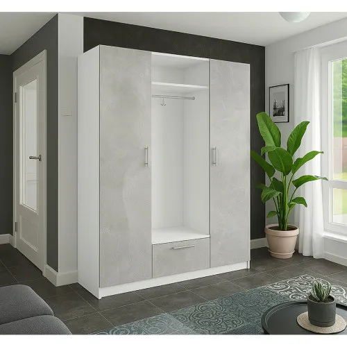 Шафа розпашна ШР8 2600х1600х450 мм корпус ДСП Білий фасад ДСП Ательє Світлий