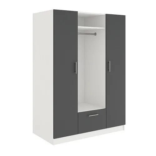 Шафа розпашна ШР8 2600х1600х600 мм корпус ДСП Білий фасад ДСП Сірий Графіт