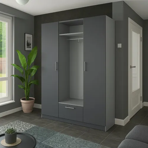 Шкаф распашный ШР8 2600х1600х600 мм корпус ДСП Серая Мышка фасад ДСП Серый Графит