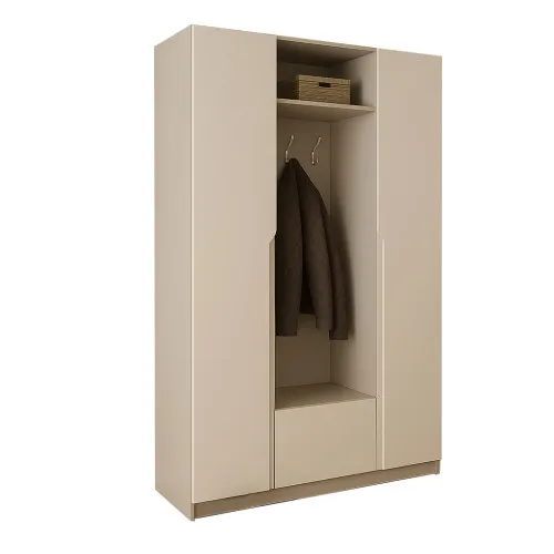 Шкаф распашный ШР8 2600х1600х600 мм корпус ДСП Кашемир фасад МДФ краска NCS S 2002-Y50R (Шелковистый мат) фрезерованные ручки V и J