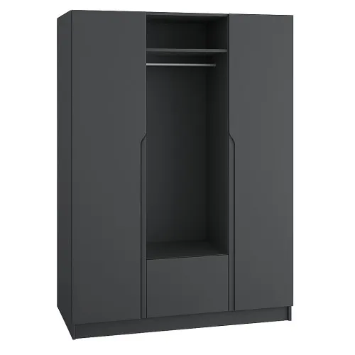 Шкаф распашный ШР8 2600х1600х600 мм корпус ДСП Серый Графит фасад МДФ краска RAL7012 (Базальтовый серый) фрезерованные ручки V и J