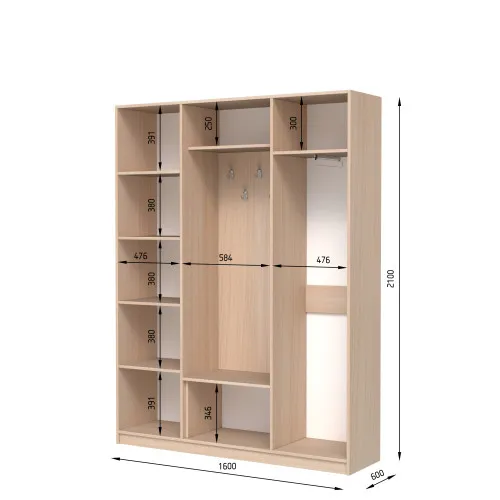 Шкаф распашный ШР8 2100х1600х600 мм ДСП Белый