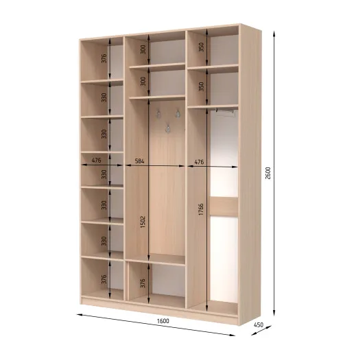 Шафа розпашна ШР8 2600х1600х450 мм ДСП Білий