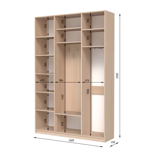 Шкаф распашный ШР8 2500х1600х450 мм ДСП Белый