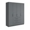 Шафа розпашна ШР9 2600х1600х600 мм корпус ДСП Сірий Графіт фасад МДФ фарба RAL7012 (Базальтовий сірий) фрезерування Люнет