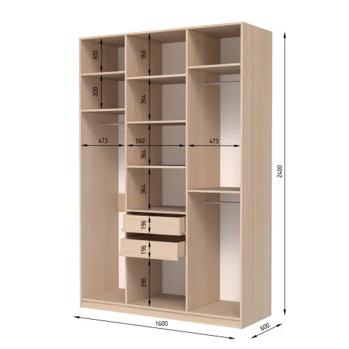 Шафа розпашна ШР9 2400х1600х600 мм ДСП Білий