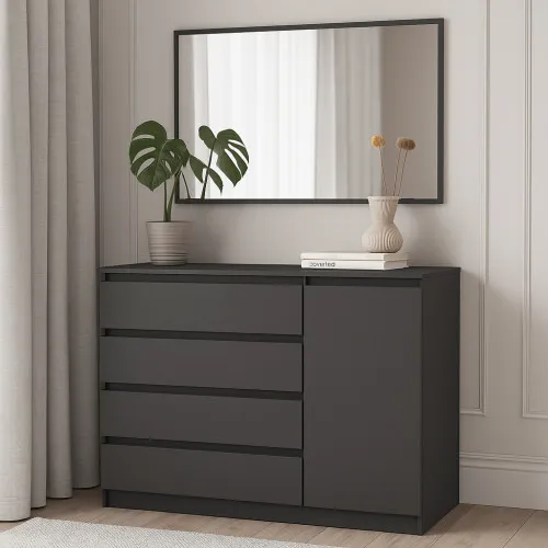 Комод К2 4Я1Д 900х1200х450 мм ДСП Серый Графит