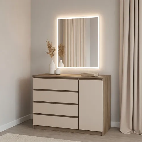 Комод К2 4Я1Д 900х1200х450 мм корпус ДСП Дуб Винтаж Оксид фасад ДСП Кашемир