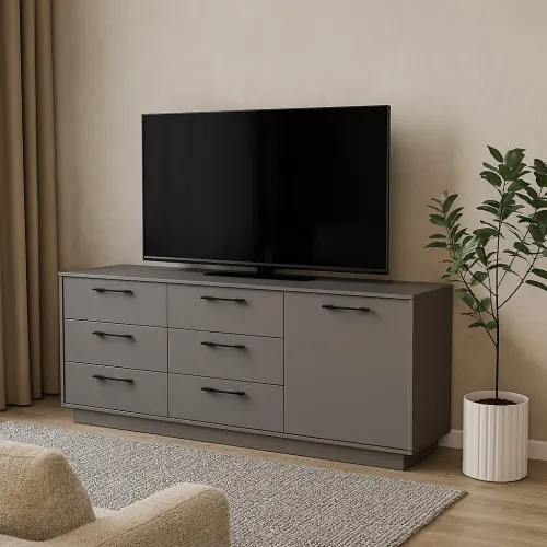 Комод К6 6Я1Д 700х1800х400 мм ДСП Серая Мышка