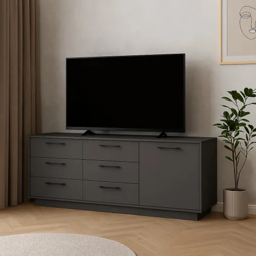 Комод К6 6Я1Д 700х1800х400 мм ДСП Серый Графит