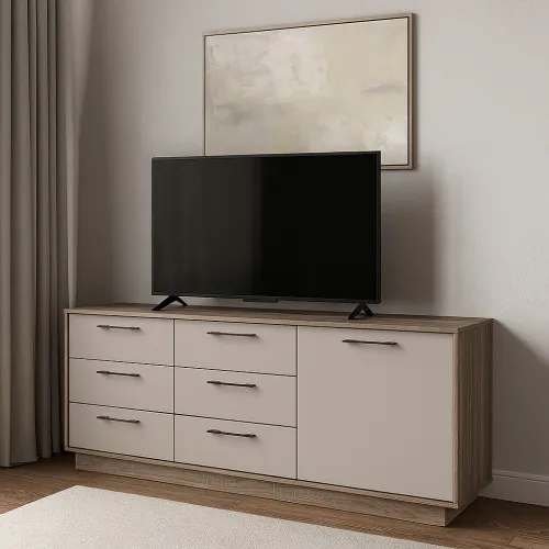 Комод К6 6Я1Д 700х1800х400 мм корпус ДСП Дуб Винтаж Оксид фасад ДСП Кашемир