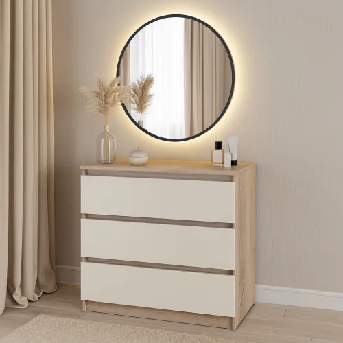 Комод К1 3Я 755х800х400 мм корпус ДСП Дуб Сонома фасад МДФ краска RAL9001 (Свет-беж)