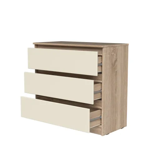 Комод К1 3Я 755х800х400 мм корпус ДСП Дуб Сонома фасад МДФ краска RAL9001 (Свет-беж)