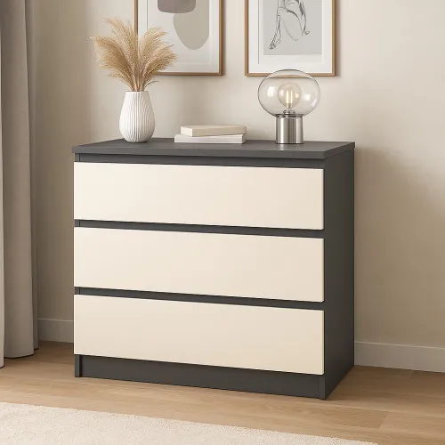 Комод К1 3Я 755х800х400 мм корпус ДСП Серый Графит фасад МДФ краска RAL9001 (Свет-беж)