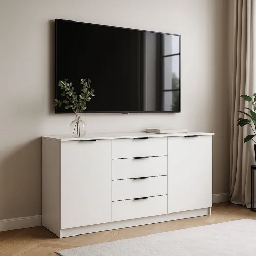 Комод К3 4Я2Д 860х1600х450 мм корпус ДСП Белый фасад МДФ краска RAL9003 (Белый)