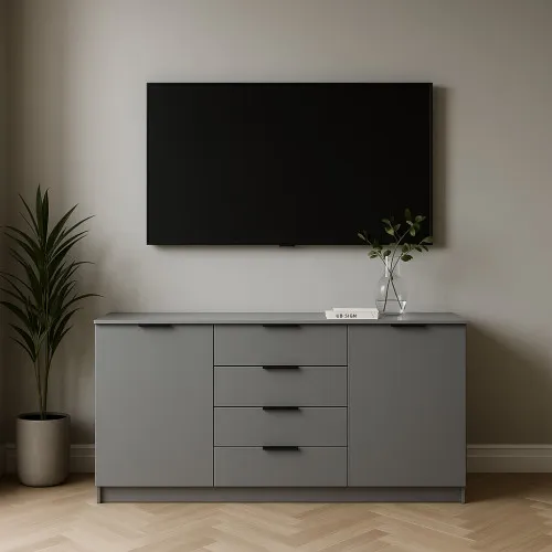 Комод К3 4Я2Д 860х1600х450 мм корпус ДСП Серая Мышка фасад МДФ краска RAL7004 (Серый)