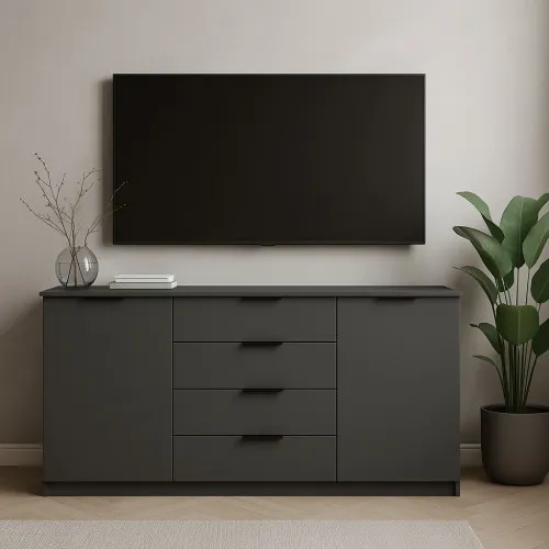 Комод К3 4Я2Д 860х1600х450 мм корпус ДСП Серый Графит фасад МДФ краска RAL7012 (Серый)