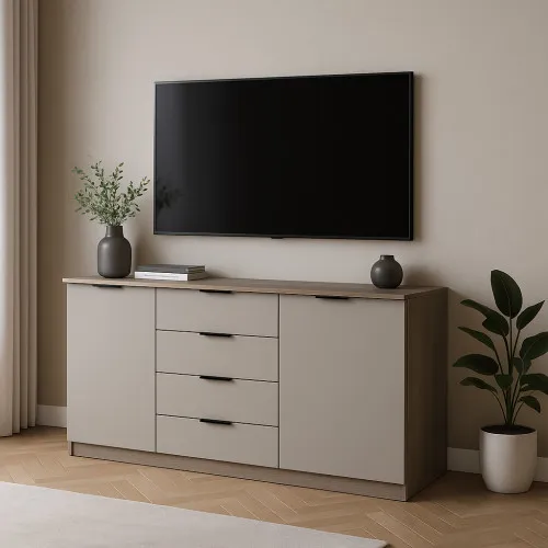 Комод К3 4Я2Д 860х1600х450 мм корпус ДСП Дуб Винтаж Оксид фасад МДФ краска NCS S 2002-Y50R (Шелк мат)