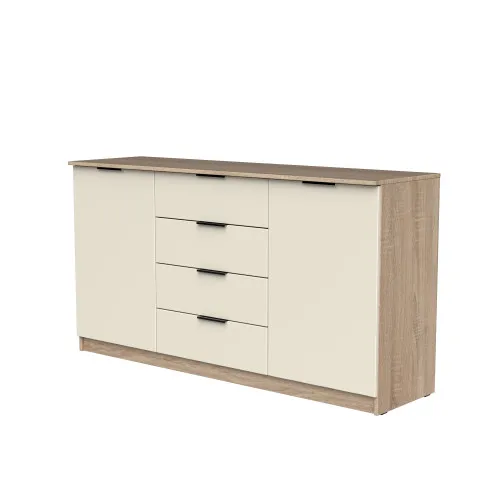 Комод К3 4Я2Д 860х1600х450 мм корпус ДСП Дуб Сонома фасад МДФ краска RAL9001 (Свет-беж)