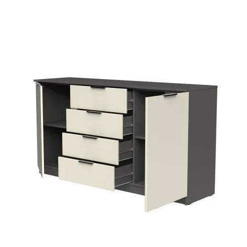 Комод К3 4Я2Д 860х1600х450 мм корпус ДСП Серый Графит фасад МДФ краска RAL9001 (Свет-беж)